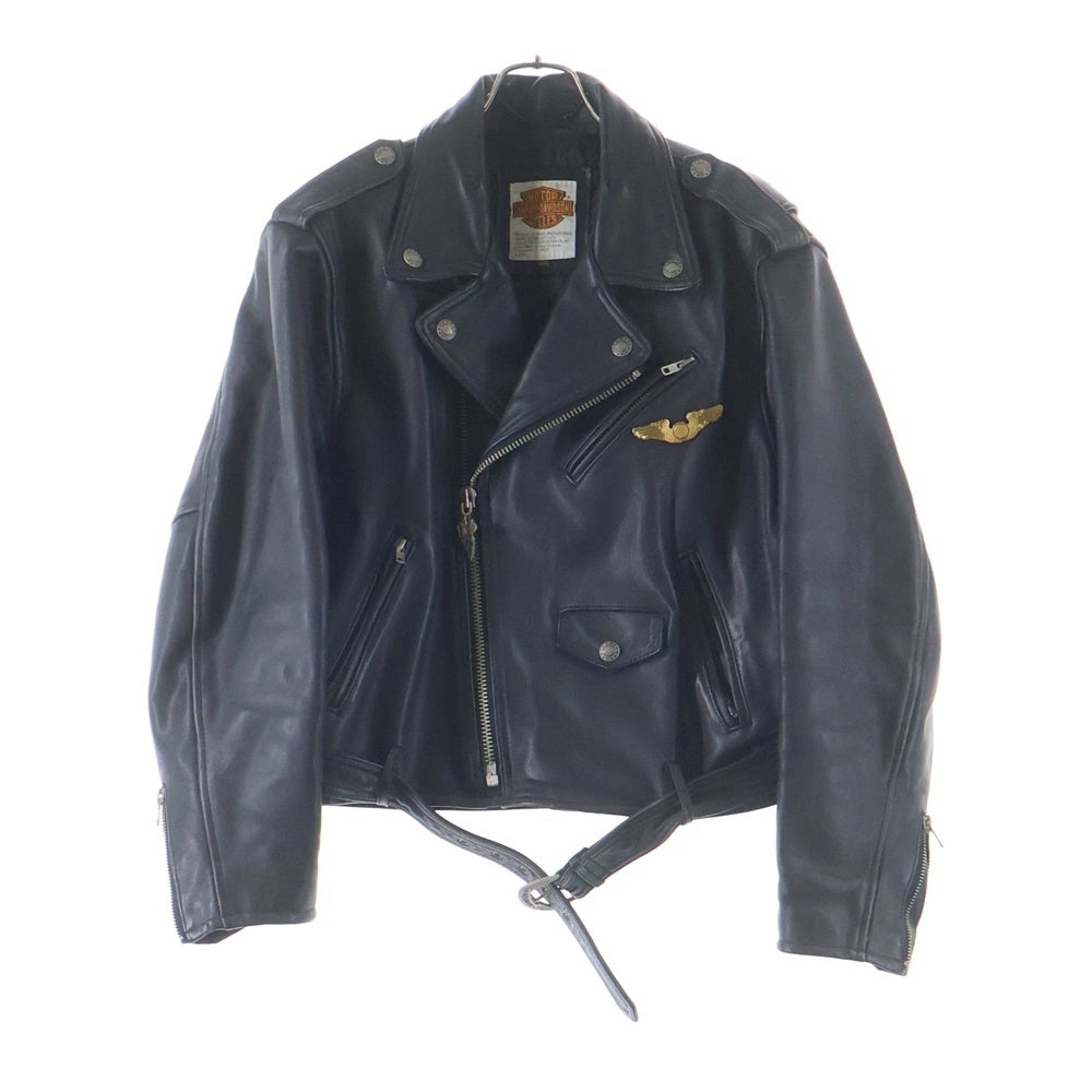 HARLEY DAVIDSON(ハーレーダビッドソン) SCREAMIN EAGLE CLUB スクリーミングイーグル クラブ USA製 裏地キルティング ピンズカスタム レザー ダブルライダースジャケット ブラック