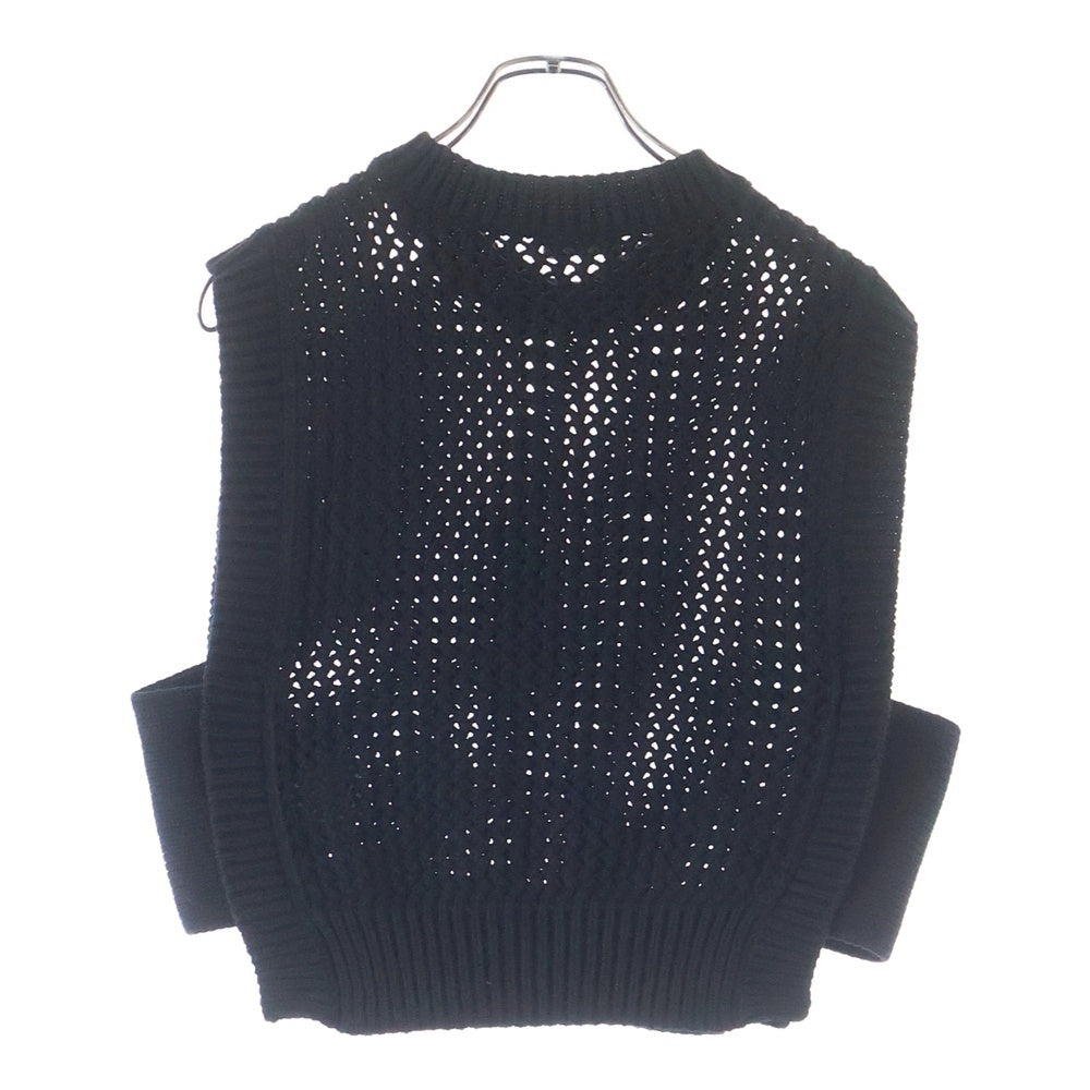 HYKE(ハイク) 23SS CROCHETED CROPPED SWEATER TOP クロシェ編み クロップド セーター ニット ネイビー レディース 231-11311 013
