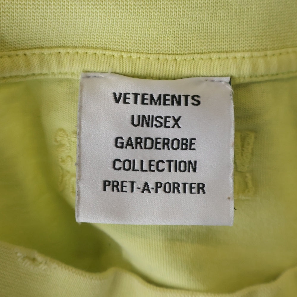 VETEMENTS(ヴェトモン) HELLO MY NAME IS FADED ハロー マイネーム イズ ヴェトモン フェイデッド クルーネックプルオーバー 半袖Tシャツカットソー イエロー UL63TR640Y