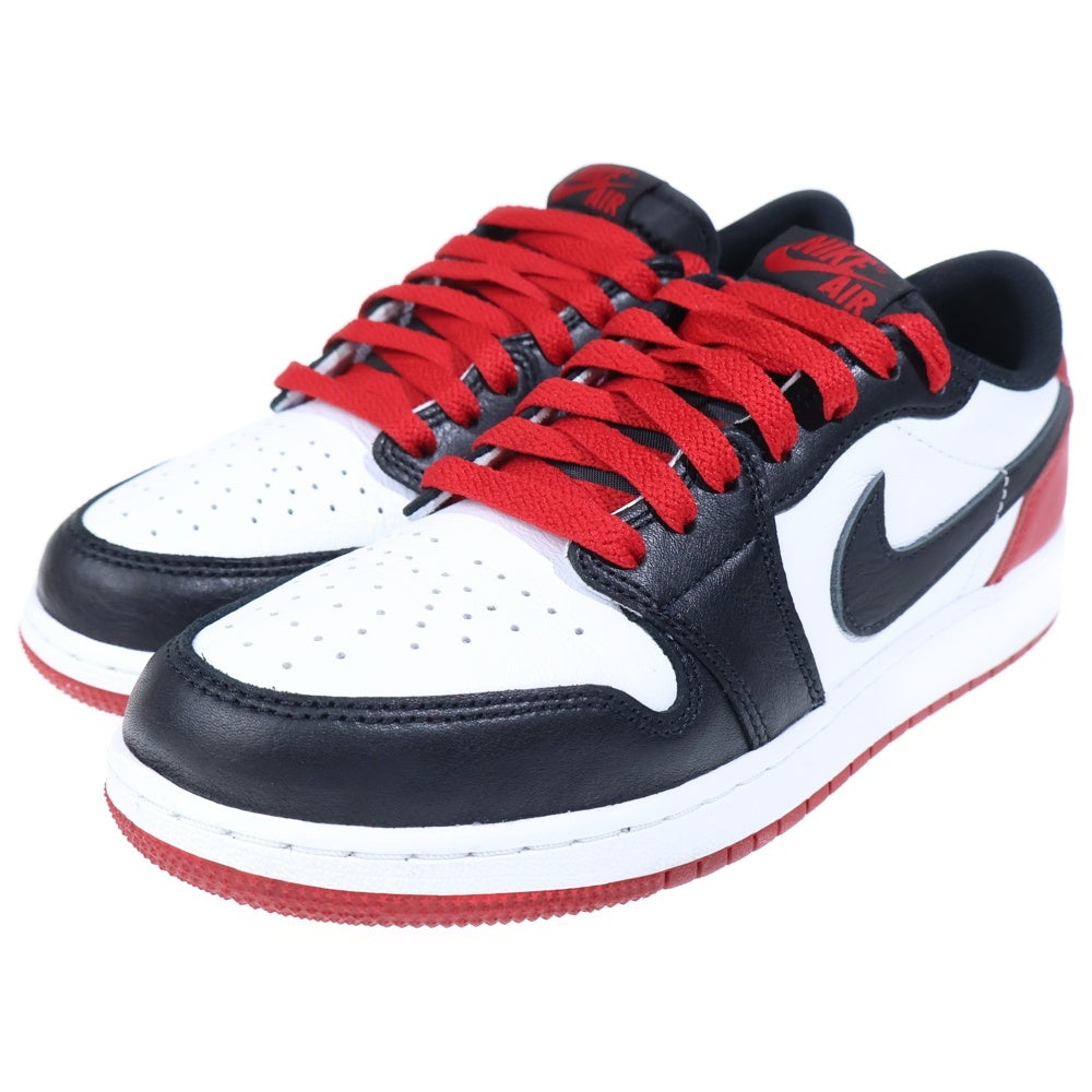 NIKE(ナイキ) GS AIR JORDAN 1 RETRO LOW OG BLACK TOE エアジョーダン1 レトロ ブラックトゥ つま黒 ローカットスニーカー レッド/ホワイト US7Y/25cm CZ0858-106