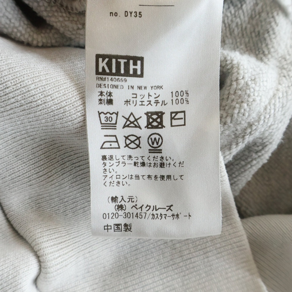 KITH(キス) ロゴエンブロイダリー プルオーバーフーディー パーカー グレー 24-070-060-0009-3-0