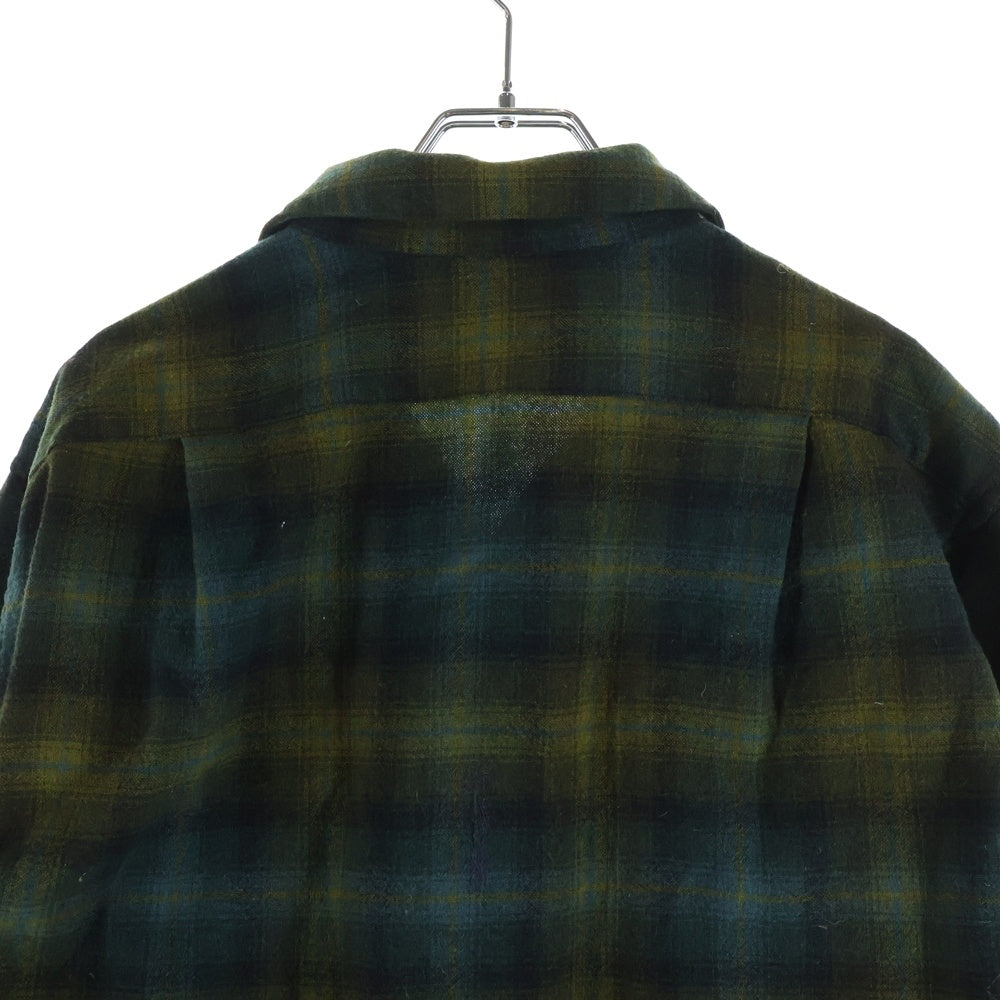 PENDLETON(ペンドルトン) 60S VINTAGE ヴィンテージ ウール チェック 長袖オープンカラーシャツ ボードシャツ カーキ