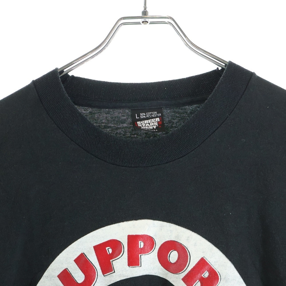 VINTAGE(ヴィンテージ) 90S HA SUPPORT 81 ROCHESTER SCREEN STARS ヘルエンジェル ロチェスター ファイアーパターン クルーネック長袖Tシャツ カットソー ブラック