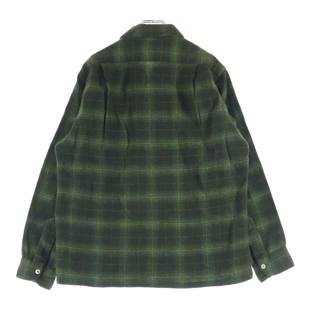 PENDLETON(ペンドルトン) 50S VINTAGE ヴィンテージ ウール チェック 長袖オープンカラーシャツ ボードシャツ グリーン