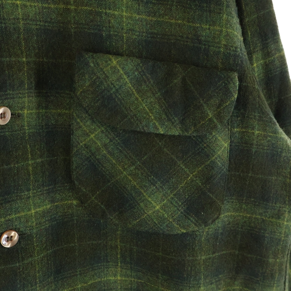 PENDLETON(ペンドルトン) 50S VINTAGE ヴィンテージ ウール チェック 長袖オープンカラーシャツ ボードシャツ グリーン