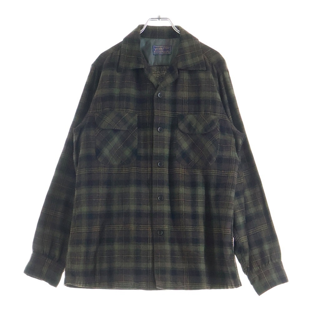 PENDLETON(ペンドルトン) 50S VINTAGE ヴィンテージ ウール チェック 長袖オープンカラーシャツ ボードシャツ ブラウン
