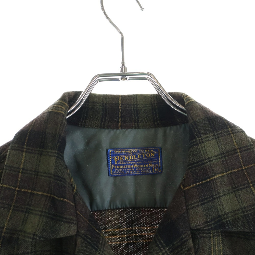 PENDLETON(ペンドルトン) 50S VINTAGE ヴィンテージ ウール チェック 長袖オープンカラーシャツ ボードシャツ ブラウン