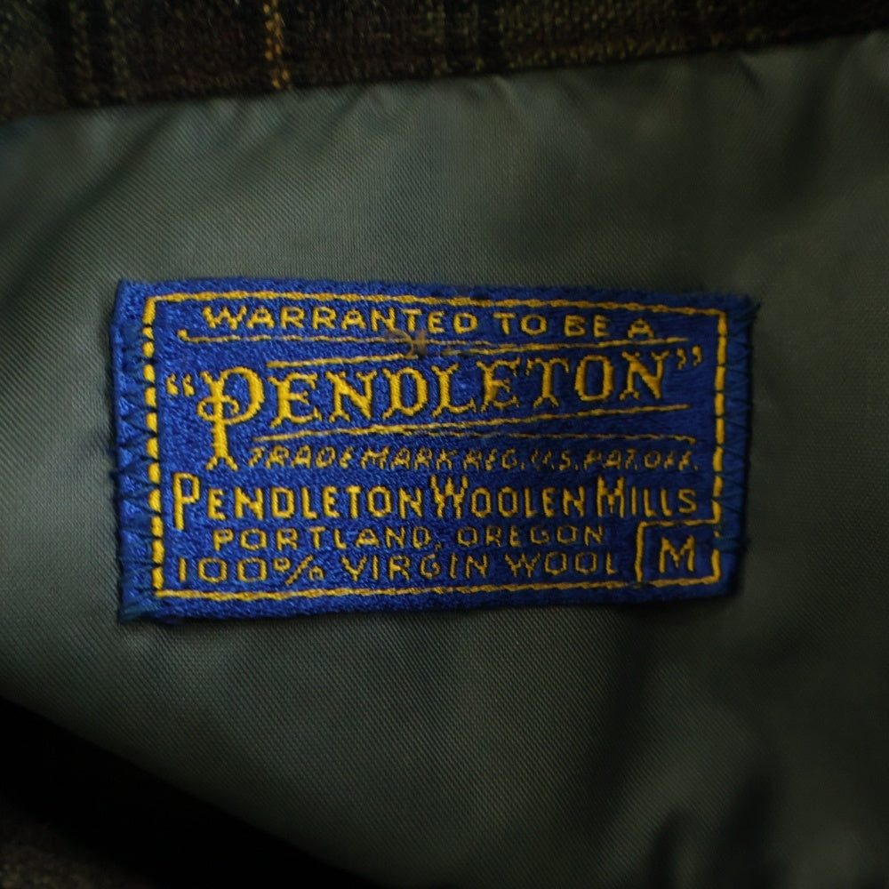 PENDLETON(ペンドルトン) 50S VINTAGE ヴィンテージ ウール チェック 長袖オープンカラーシャツ ボードシャツ ブラウン
