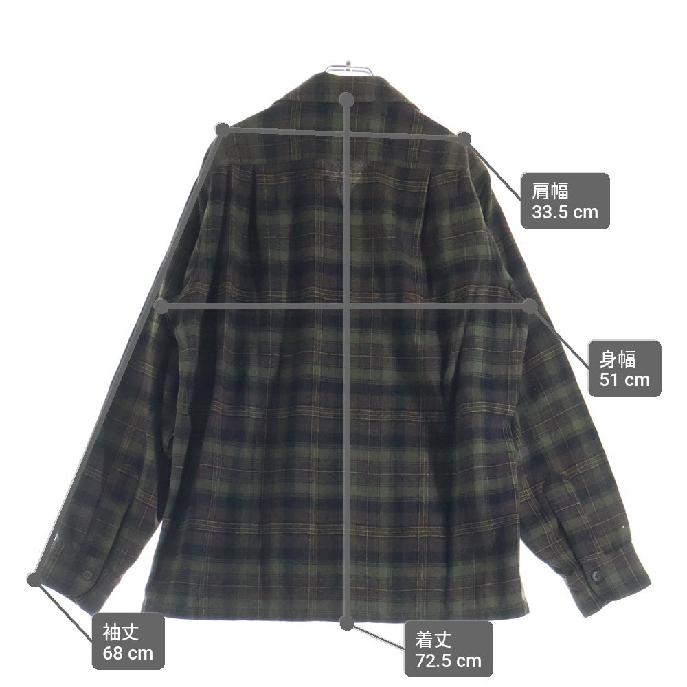 PENDLETON(ペンドルトン) 50S VINTAGE ヴィンテージ ウール チェック 長袖オープンカラーシャツ ボードシャツ ブラウン