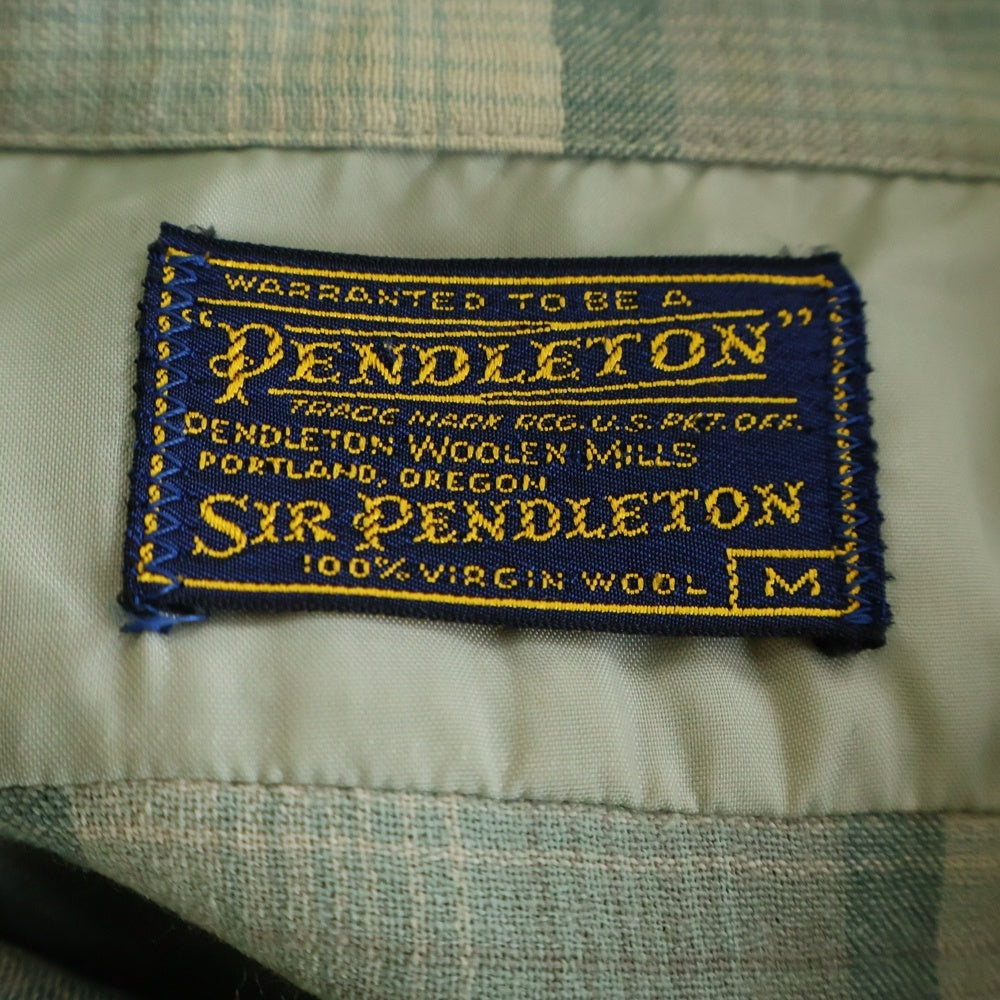 PENDLETON(ペンドルトン) 60S VINTAGE SIR PENDLETON ヴィンテージ ウール チェック柄 長袖オープンカラーシャツ グリーン/グレー