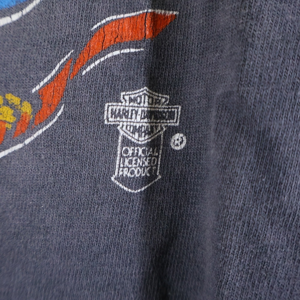 VINTAGE(ヴィンテージ) 80-90S ハーレーダビッドソン モーターサイクル 両面プリント クルーネック半袖Tシャツ カットソー グレー