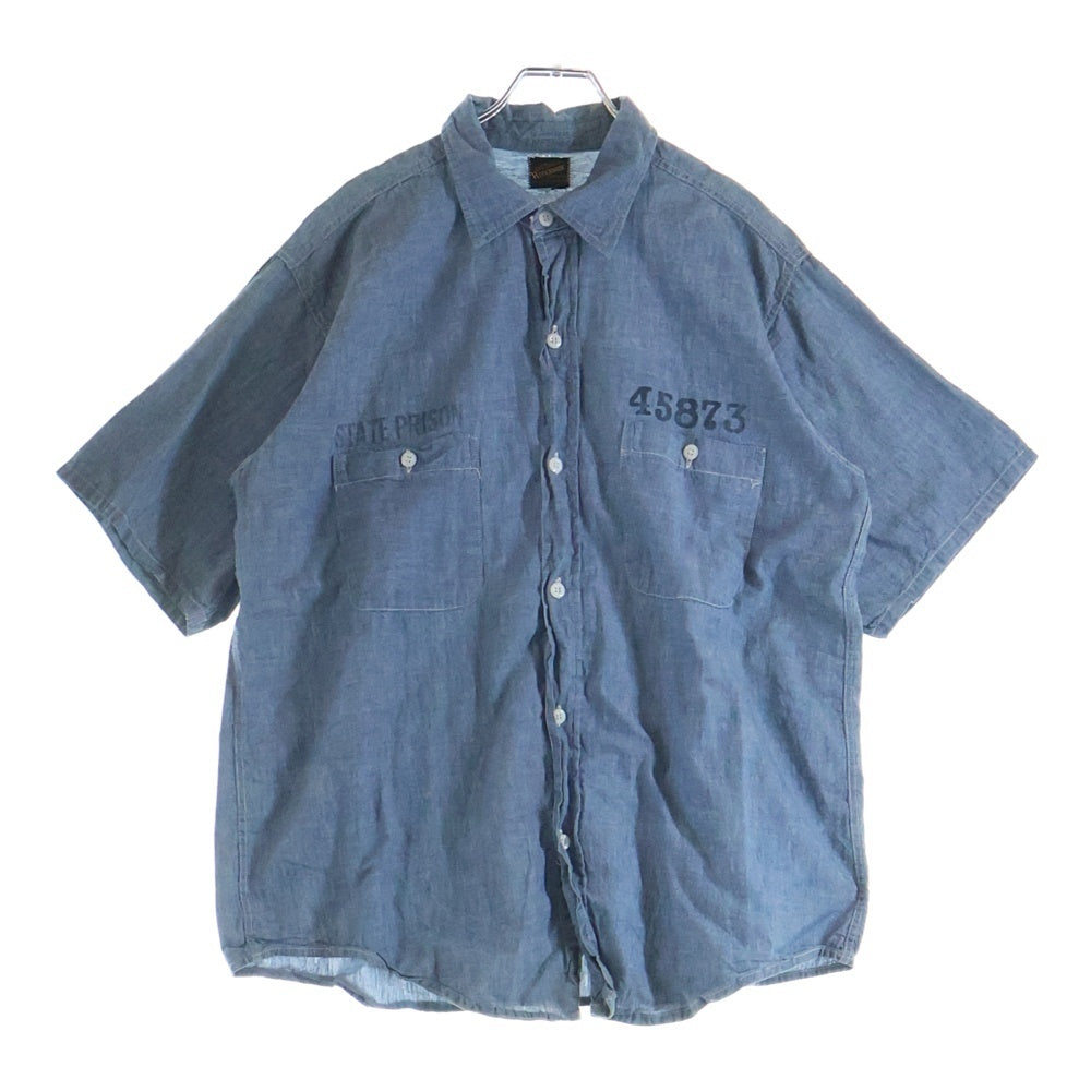 VINTAGE(ヴィンテージ) 50-60S RIVERSIDE STATE PRISON USA製 リバーサイド プリズナーシャンブレー半袖シャツ ブルー