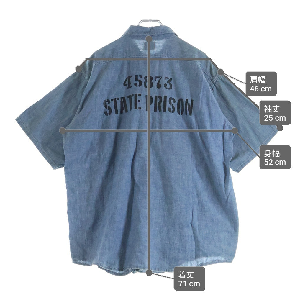 VINTAGE(ヴィンテージ) 50-60S RIVERSIDE STATE PRISON USA製 リバーサイド プリズナーシャンブレー半袖シャツ ブルー