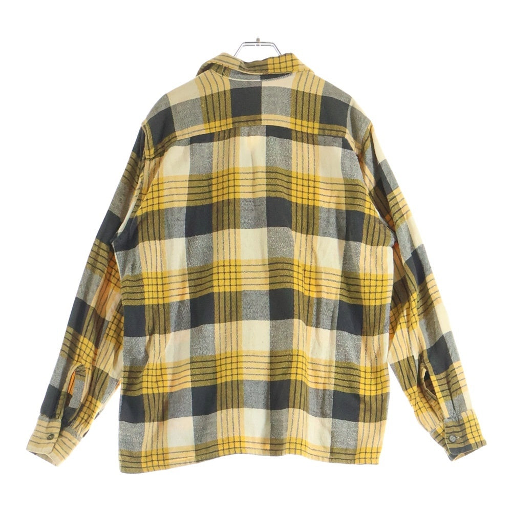 VINTAGE(ヴィンテージ) 50-60S VINTAGE SIMTEX ヴィンテージ シムテックス 三角タグ チェック 長袖オープンカラーフランネルシャツ イエロー