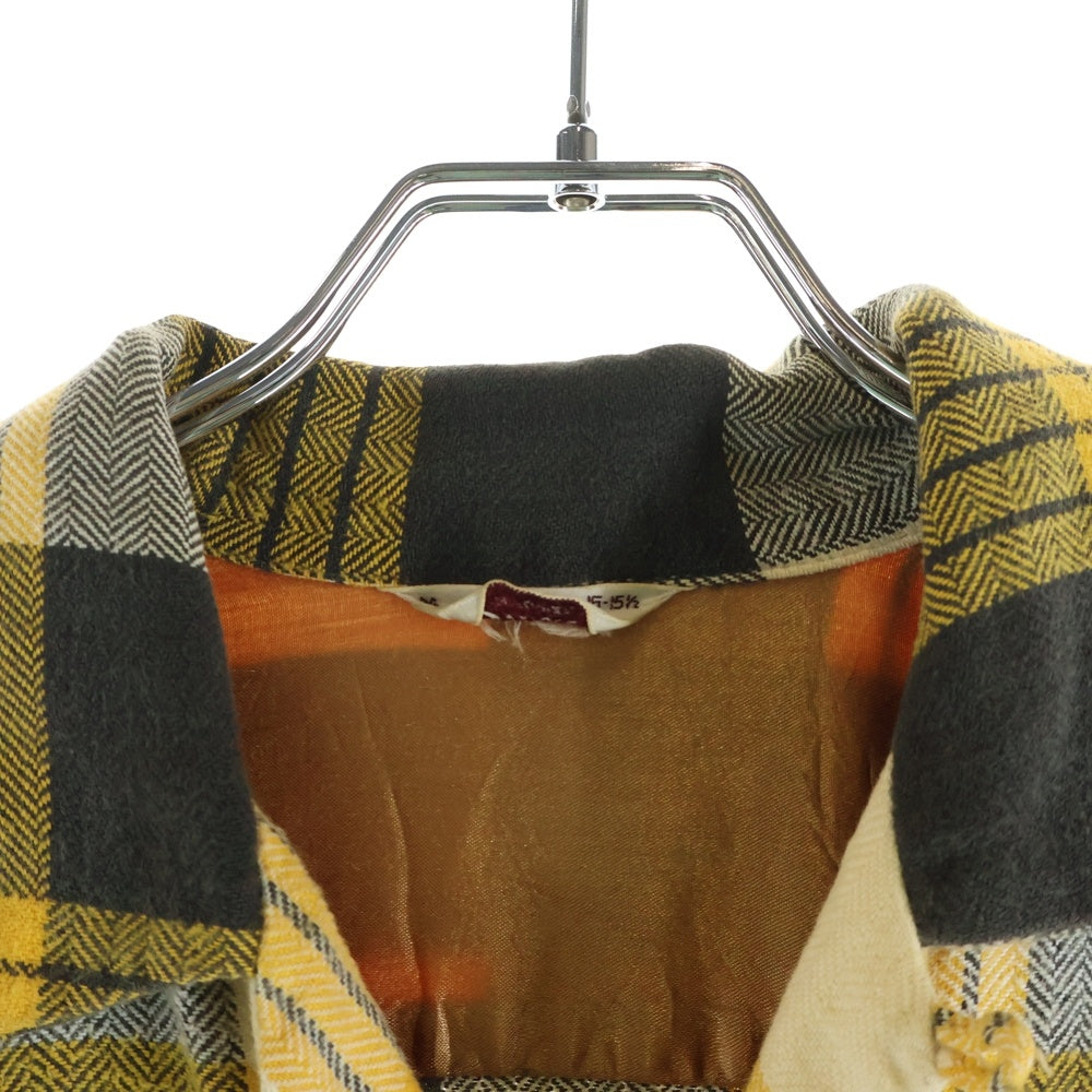 VINTAGE(ヴィンテージ) 50-60S VINTAGE SIMTEX ヴィンテージ シムテックス 三角タグ チェック 長袖オープンカラーフランネルシャツ イエロー
