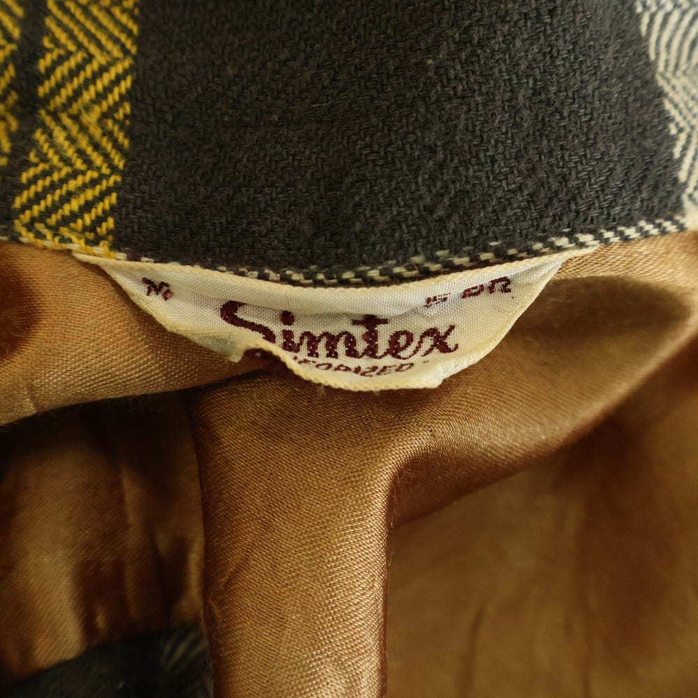 VINTAGE(ヴィンテージ) 50-60S VINTAGE SIMTEX ヴィンテージ シムテックス 三角タグ チェック 長袖オープンカラーフランネルシャツ イエロー