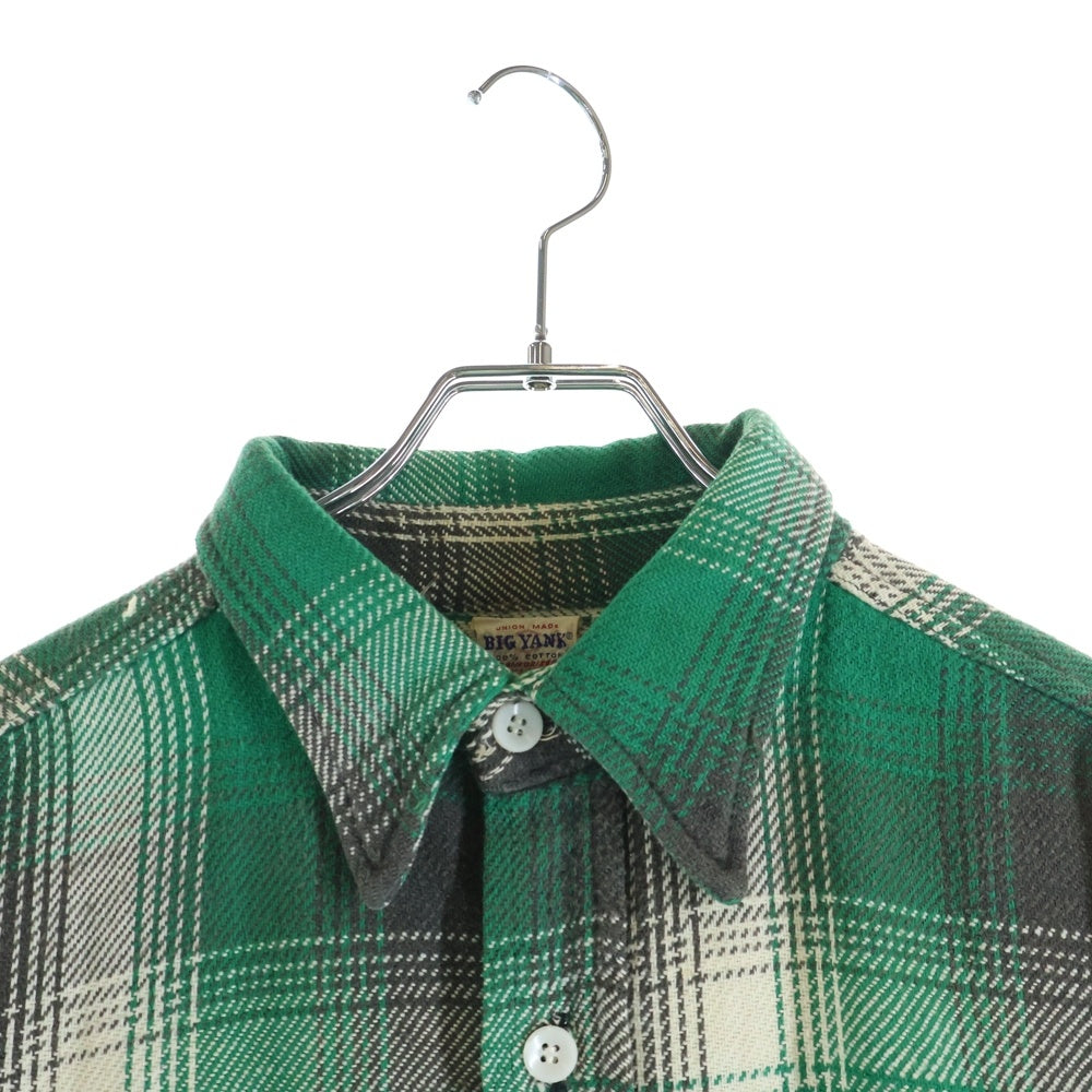 VINTAGE(ヴィンテージ) 50-60S VINTAGE BIG YANK USA製 ヴィンテージ ビッグヤンク マチ付き チェック 長袖ヘビーフランネルシャツ グリーン