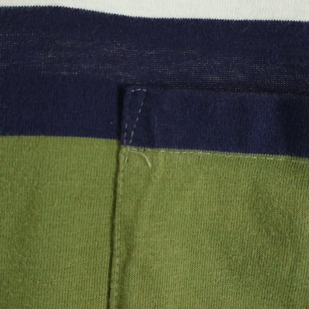 STUSSY(ステューシー) 80S OLD オールド 黒タグ ボーダー クルーネック半袖ポケットTシャツ カットソー カーキ
