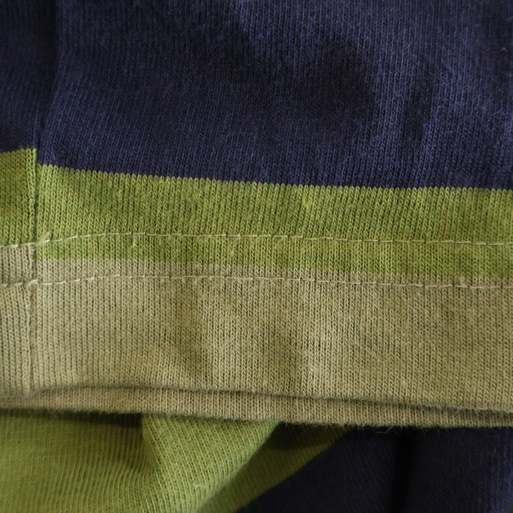 STUSSY(ステューシー) 80S OLD オールド 黒タグ ボーダー クルーネック半袖ポケットTシャツ カットソー カーキ