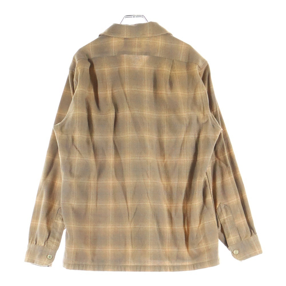 PENDLETON(ペンドルトン) 70S VINTAGE USA製 ヴィンテージ チェック ウール 長袖オープンカラーシャツ ボードシャツ ブラウン/オレンジ