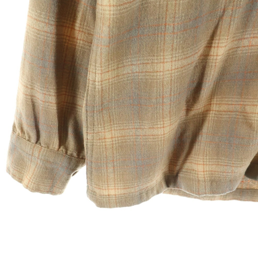 PENDLETON(ペンドルトン) 70S VINTAGE USA製 ヴィンテージ チェック ウール 長袖オープンカラーシャツ ボードシャツ ブラウン/オレンジ