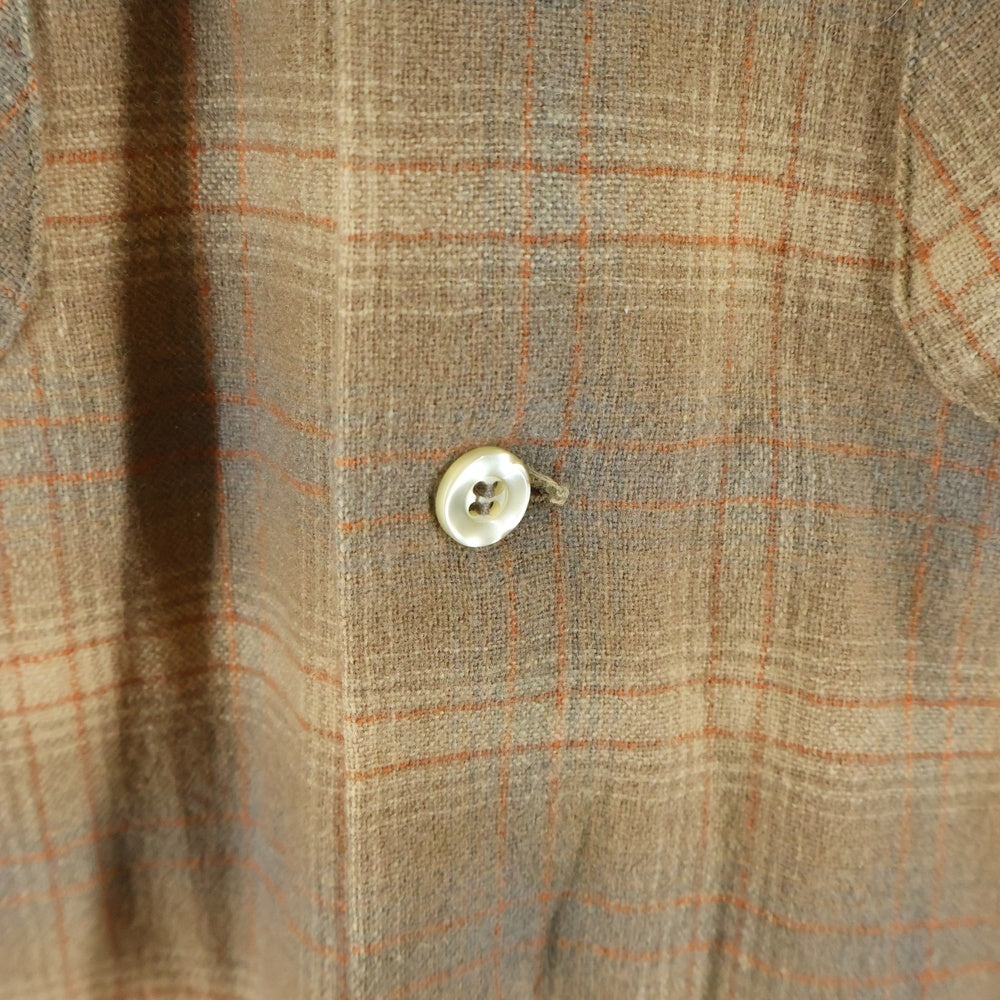 PENDLETON(ペンドルトン) 70S VINTAGE USA製 ヴィンテージ チェック ウール 長袖オープンカラーシャツ ボードシャツ ブラウン/オレンジ