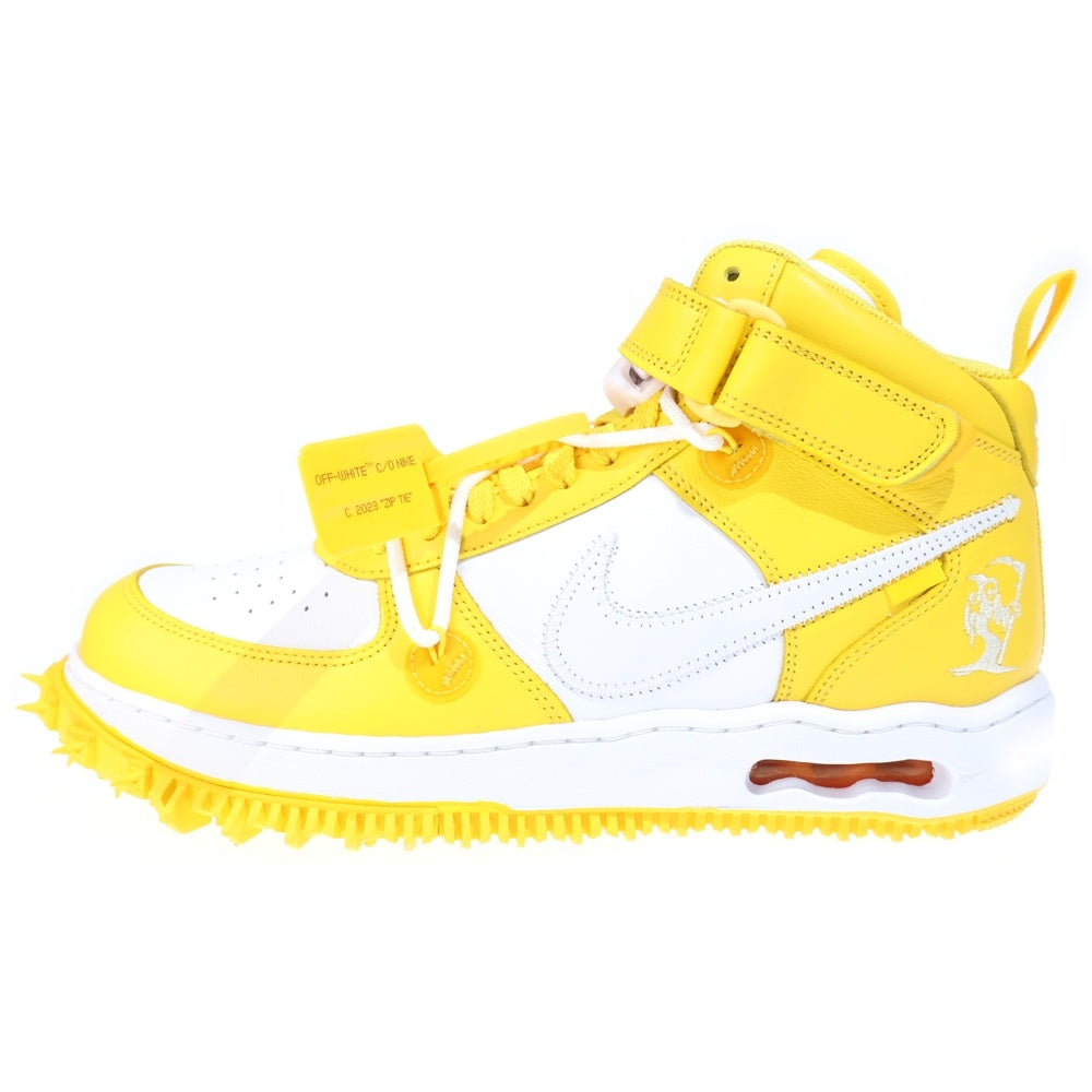 NIKE(ナイキ) ×OFF-WHITE AIR FORCE 1 MID SP LTHR オフホワイト エア フォース 1 ミッドカットスニーカー ホワイト/イエロー US11/29cm DR0500-101