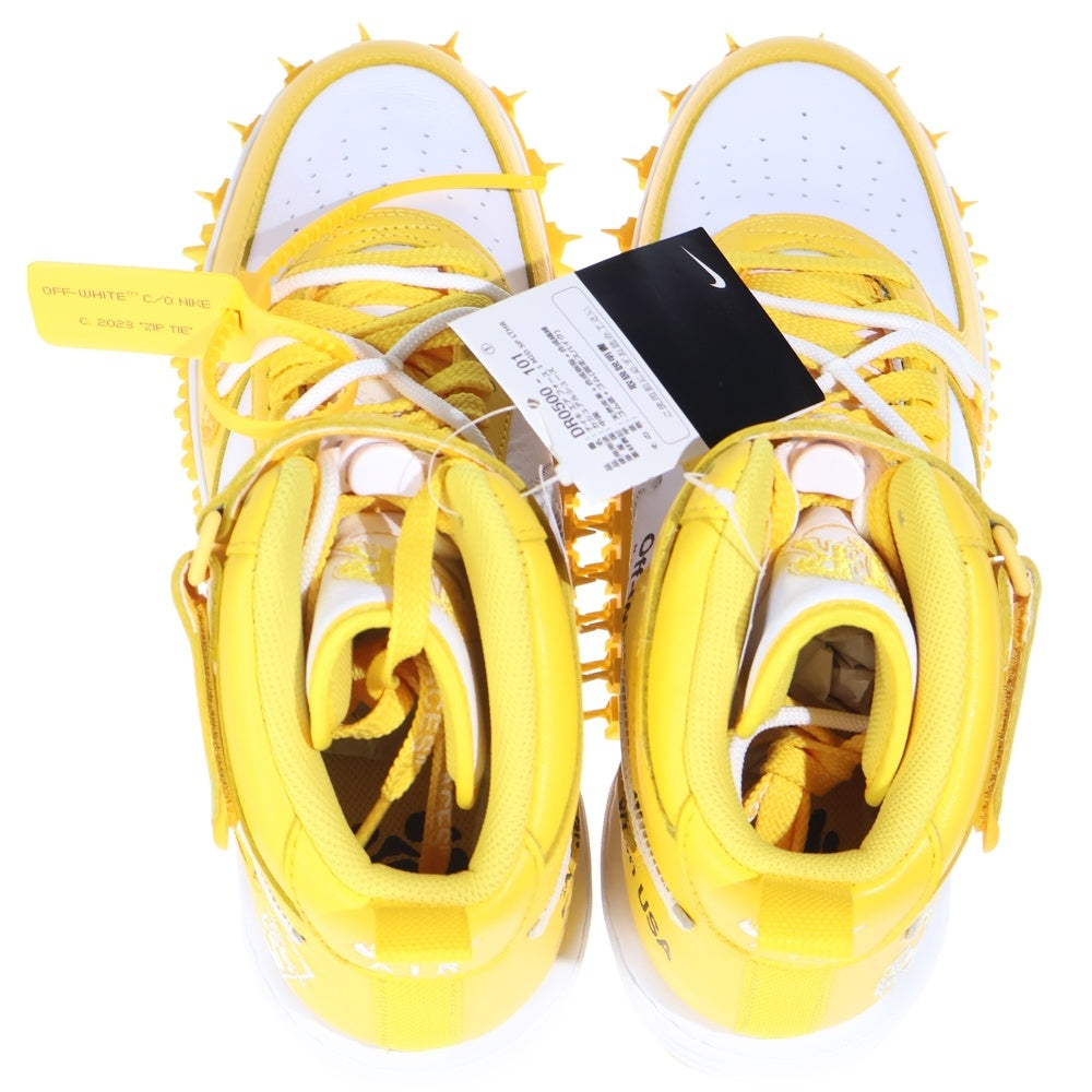 NIKE(ナイキ) ×OFF-WHITE AIR FORCE 1 MID SP LTHR オフホワイト エア フォース 1 ミッドカットスニーカー ホワイト/イエロー US11/29cm DR0500-101
