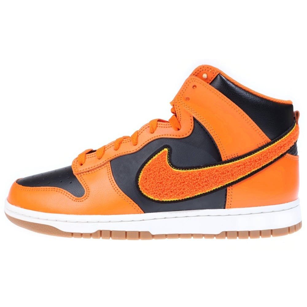 NIKE(ナイキ) DUNK HIGH UNIVERSITY CHENILLE SWOOSH ダンク ユニバーシティ シェニール スウッシュ ハイカットスニーカー ブラック/オレンジ US11/29cm DR8805-002