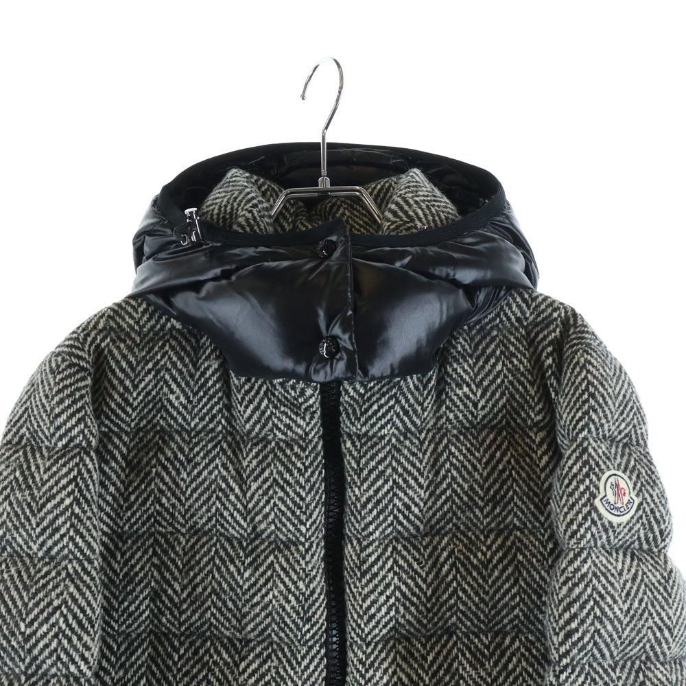 MONCLER(モンクレール) ASTERE ナイロン切り替え ツイード フーデッドダウンジャケット グレー/ブラック 120934696805