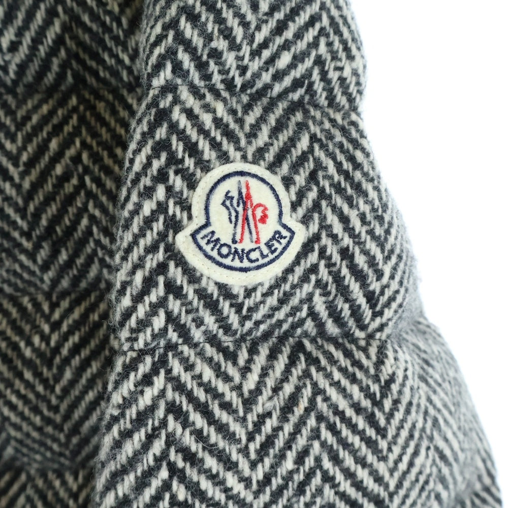 MONCLER(モンクレール) ASTERE ナイロン切り替え ツイード フーデッドダウンジャケット グレー/ブラック 120934696805