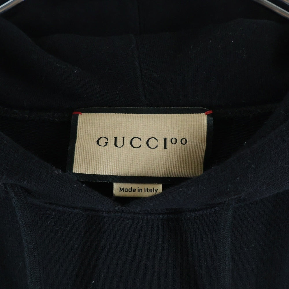 GUCCI(グッチ) MUSIC IS MINE ミュージックイズマイン 100周年記念 プリント プルオーバーパーカー フーディー ブラック 655469