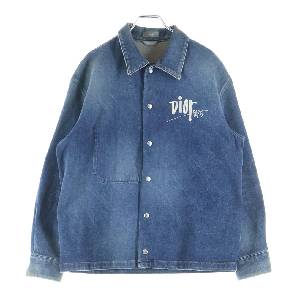 Christian Dior(クリスチャンディオール) 20AW ×Shawn Stussy ショーンステューシー BEEエンブロイダリー スナップボタン デニムジャケット インディゴ 033D491AY988