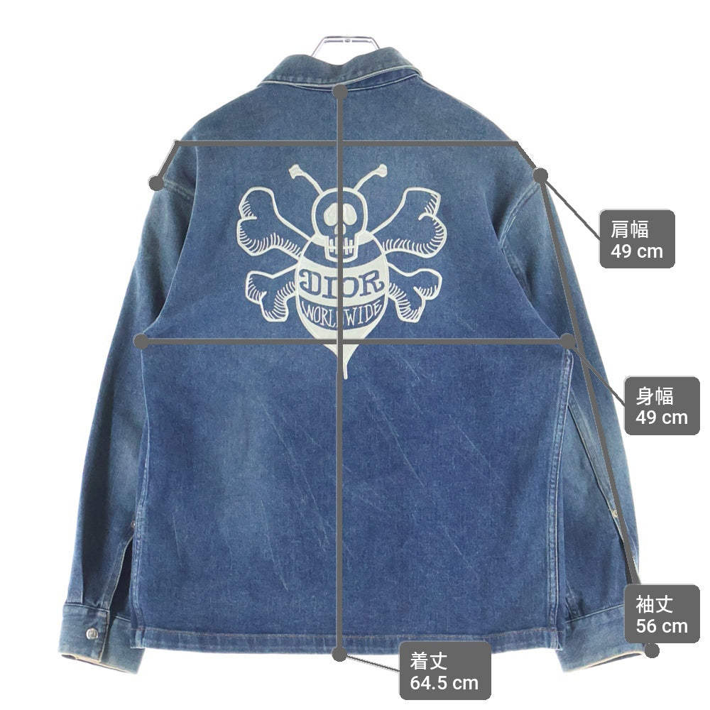 Christian Dior(クリスチャンディオール) 20AW ×Shawn Stussy ショーンステューシー BEEエンブロイダリー スナップボタン デニムジャケット インディゴ 033D491AY988