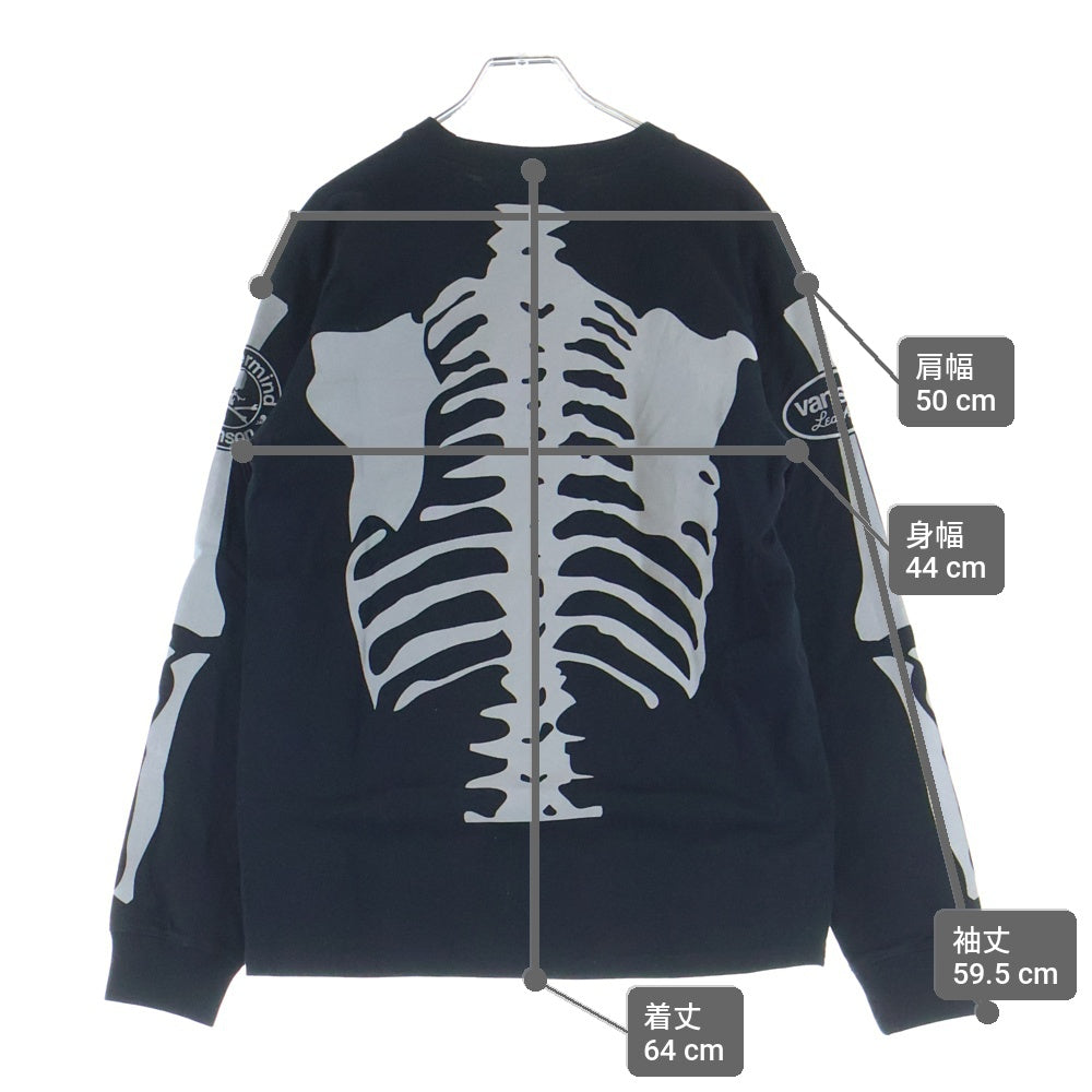 mastermind JAPAN(マスターマインドジャパン) ×VANSON L/S TEE BONE ボーンプリント クルーネック長袖Tシャツ カットソー ブラック MW24C13-TS101