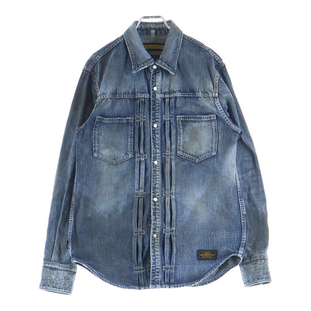 NEIGHBORHOOD(ネイバーフッド) 19SS ペイント加工 2ポケット 長袖デニムシャツ インディゴ 191NYNH-SHM01