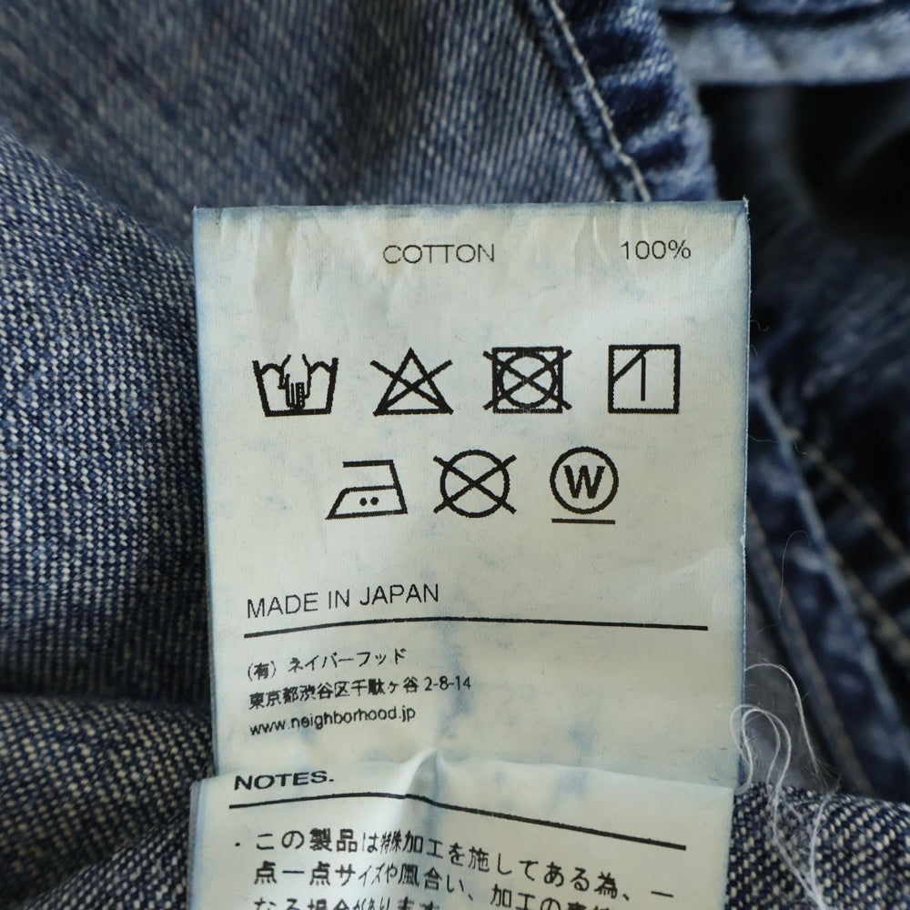 NEIGHBORHOOD(ネイバーフッド) 19SS ペイント加工 2ポケット 長袖デニムシャツ インディゴ 191NYNH-SHM01