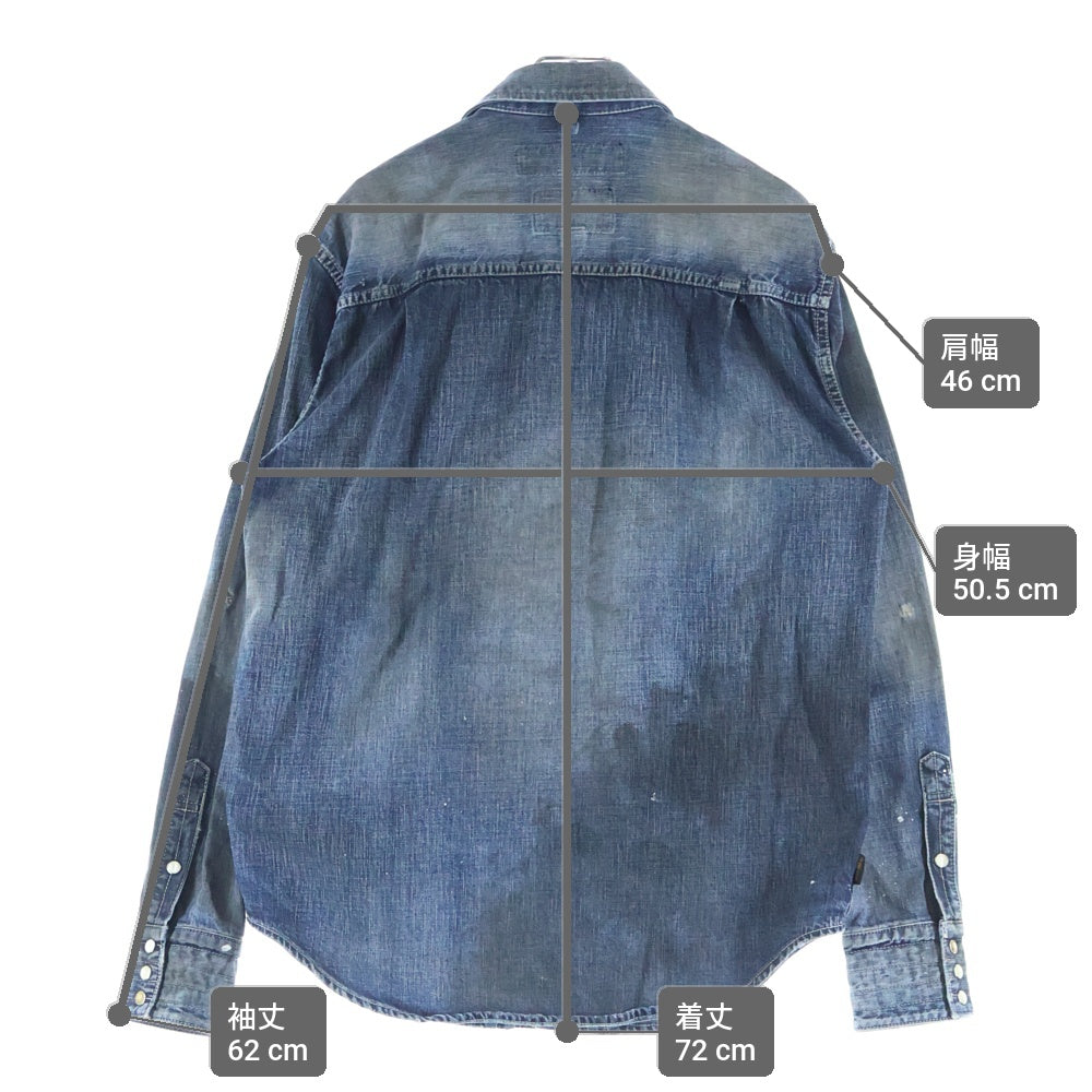 NEIGHBORHOOD(ネイバーフッド) 19SS ペイント加工 2ポケット 長袖デニムシャツ インディゴ 191NYNH-SHM01
