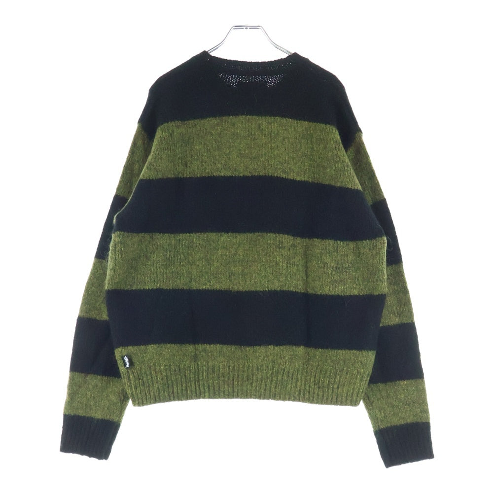 STUSSY(ステューシー) 25AW MOHAIR STRIPE SWEATER モヘヤ ストライプ クルーネックニットセーター グリーン/ブラック 25F117277