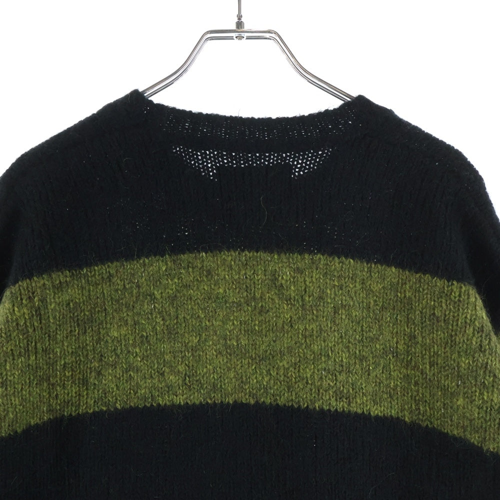 STUSSY(ステューシー) 25AW MOHAIR STRIPE SWEATER モヘヤ ストライプ クルーネックニットセーター グリーン/ブラック 25F117277