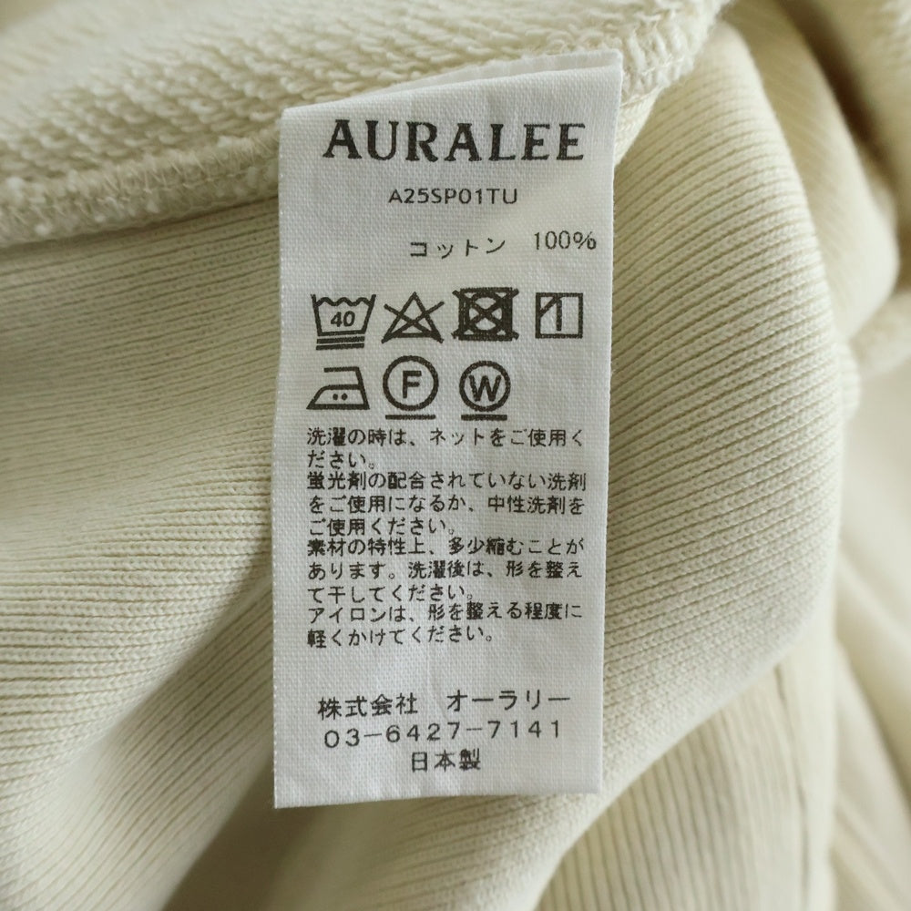 AURALEE(オーラリー) 25SS SMOOTH SOFT BD SWEAT P O PARKA スムース ソフト プルオーバースウェットパーカー フーディー アイボリー A25SP01TU