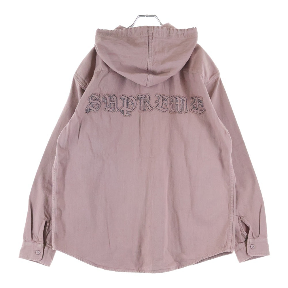 SUPREME(シュプリーム) 25SS Hooded Denim Shirt ロゴ刺繍 フーデッドデニムシャツ ピンク