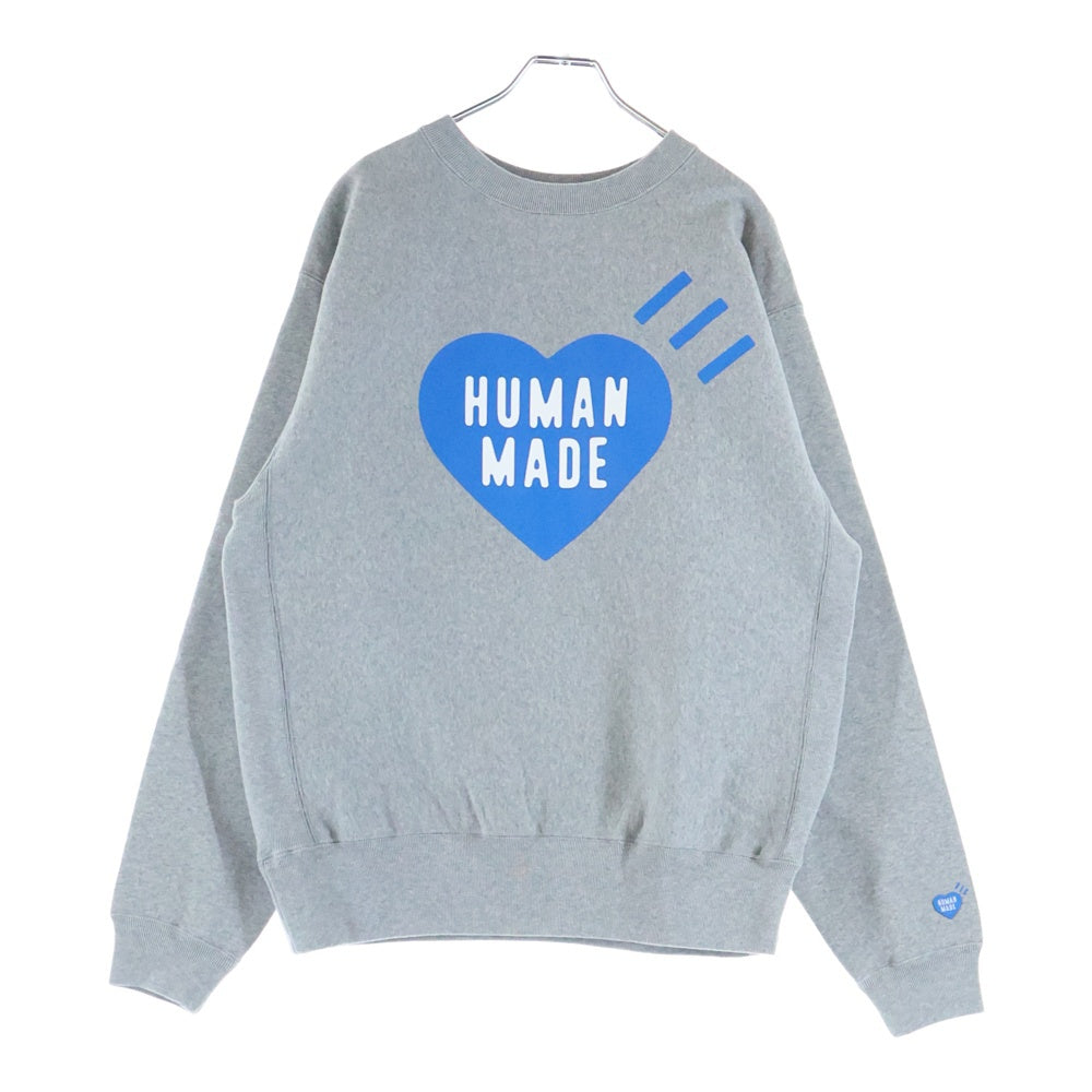 HUMAN MADE(ヒューマンメイド) 25AW HEART SWEATSHIRT OFFLINE STORE 店舗限定 ハートロゴプリント クルーネックスウェットトレーナー グレー HM30CS074
