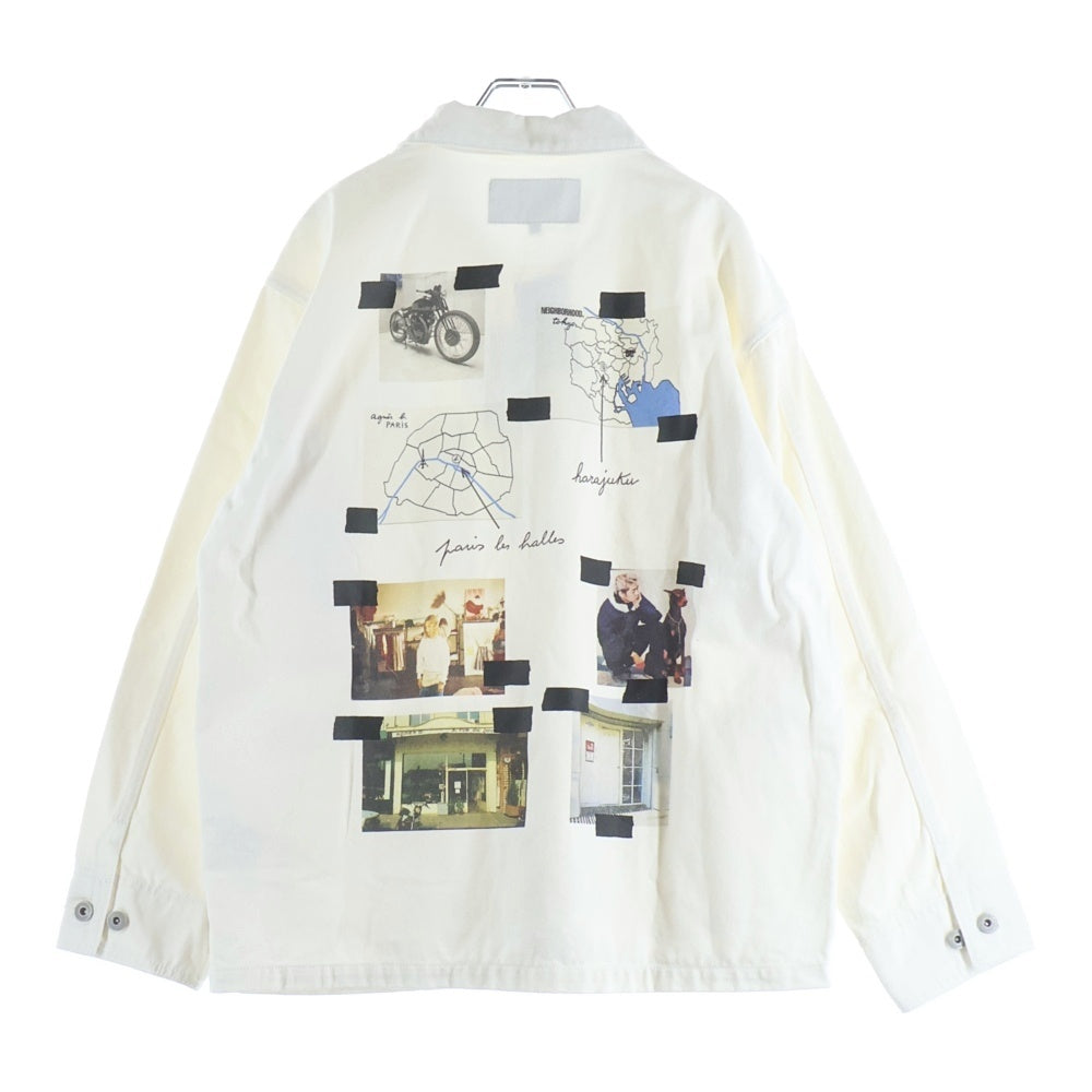 NEIGHBORHOOD(ネイバーフッド) 25AW ×agnes b アニエスベー フォトプリント マルチポケット カバーオール ホワイト 252727ON-JKM03S