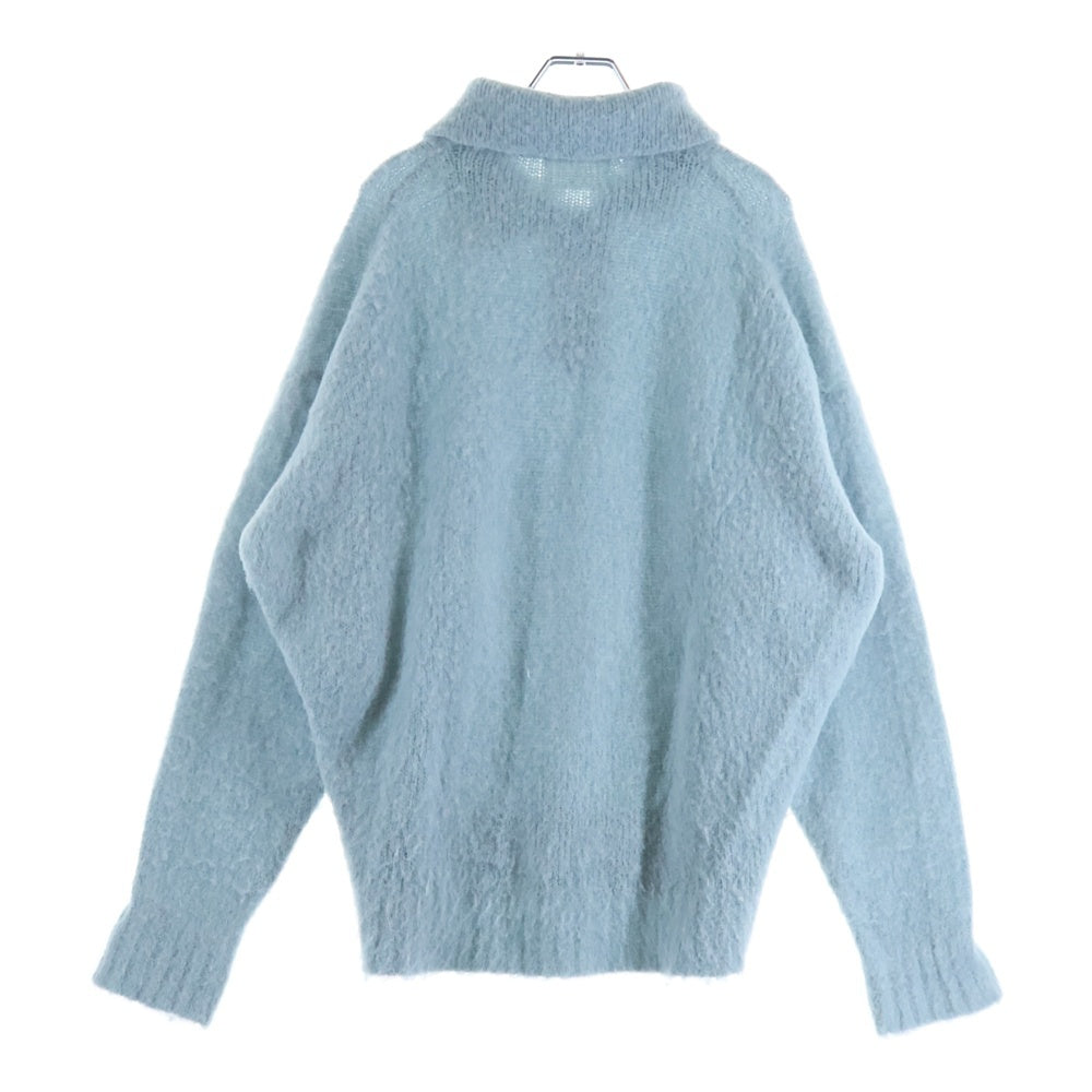 AMI Alexandre Mattiussi(アミアレクサンドルマテュッシ) HAIRY LIGHT POLO ヘアリー ライト ニットポロシャツ ブルー HPL326.KN0021