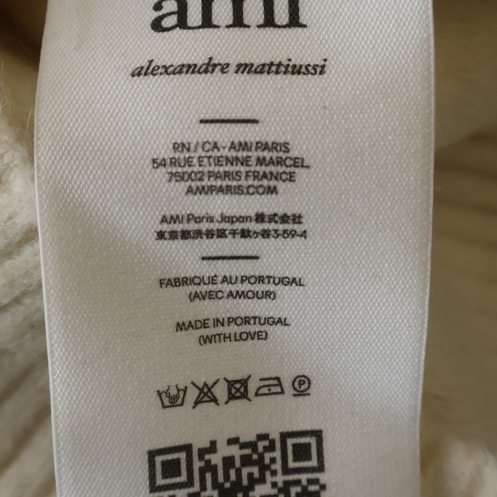 AMI Alexandre Mattiussi(アミアレクサンドルマテュッシ) シルバーハートロゴ ウール ニットカーディガン アイボリー SPUKC029.KN0032.150