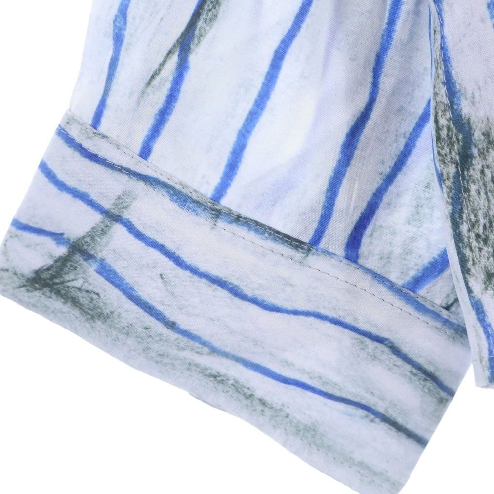 Acne Studios(アクネ ストゥディオズ) 25SS BUTTON UP SHIRT ボタン アップ レーヨン ストライプ長袖シャツ ブルー FN-MN-SHIR000890