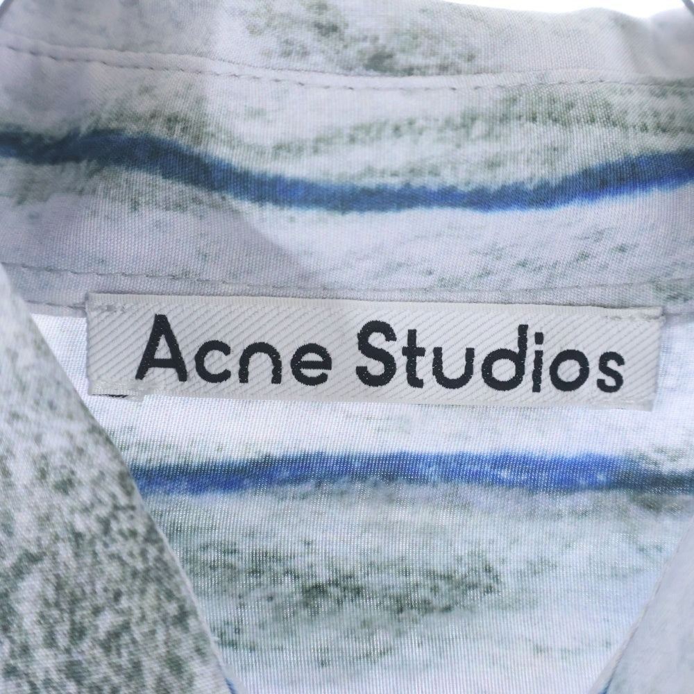 Acne Studios(アクネ ストゥディオズ) 25SS BUTTON UP SHIRT ボタン アップ レーヨン ストライプ長袖シャツ ブルー FN-MN-SHIR000890