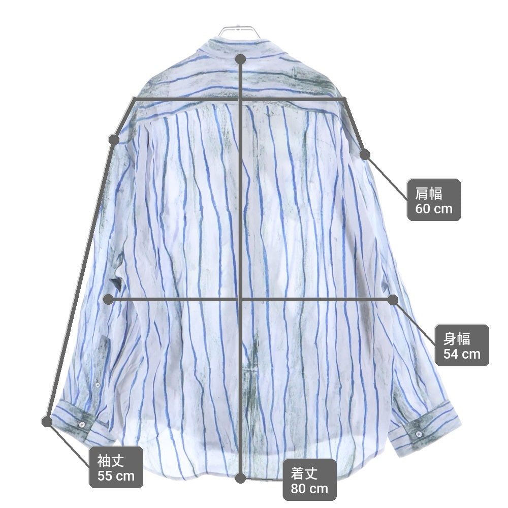 Acne Studios(アクネ ストゥディオズ) 25SS BUTTON UP SHIRT ボタン アップ レーヨン ストライプ長袖シャツ ブルー FN-MN-SHIR000890