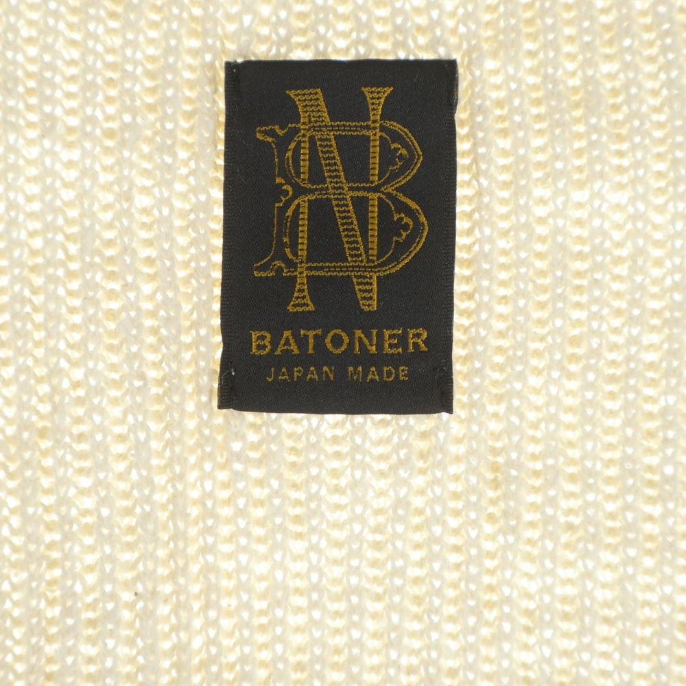 BATONER(バトナ―) ミドルゲージ シルク ニットカーディガン ベージュ BN-24SM-077